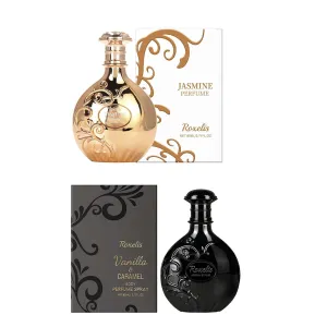 Luxury Cologne Gift Set for Men，Dual Signature Scents for Day & Night- 80ml Long-Lasting Fragrance with Natural Essential Oils，Father's Day Gift Idea (Gold＋Black, Jasmine&Caramelized Coconut)