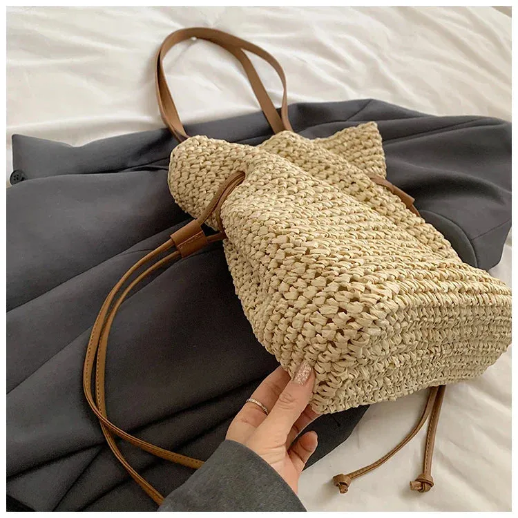 Luxury Straw Large Capacity Tote Bag Summer Beach Women Shoulder Bags Handmade Woven bag Top-Handle Raffia Boho Woven Women bags