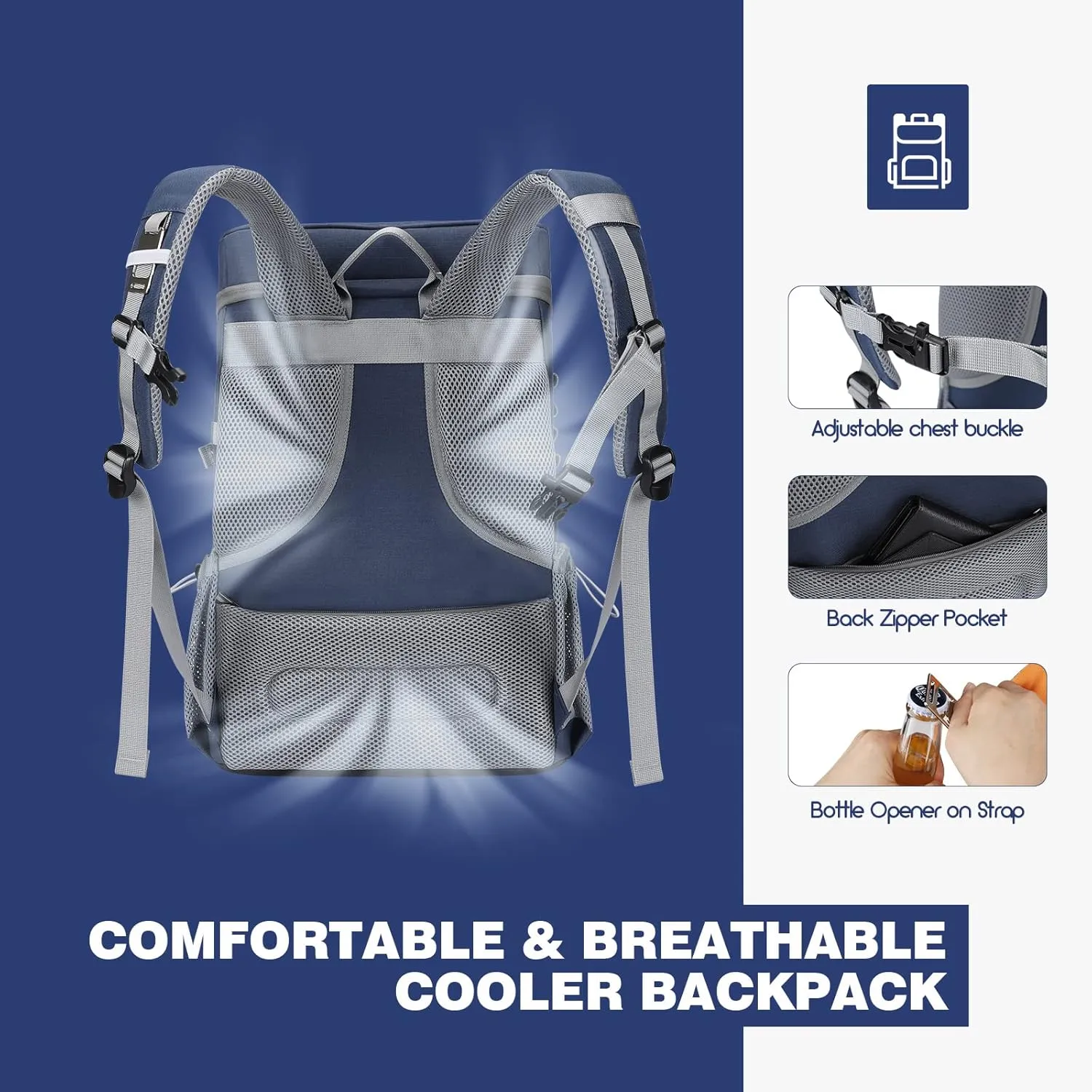 Maelstrom Cooler Backpack - 35/50 Can Insulated Soft Cooler Lunch Bag for Camping, Beach, Hiking & Shopping