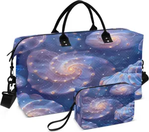 Magic Beach Conch Travel Duffel Bags with Toiletry Bag for Travel Gym Yoga Weekender Bag
