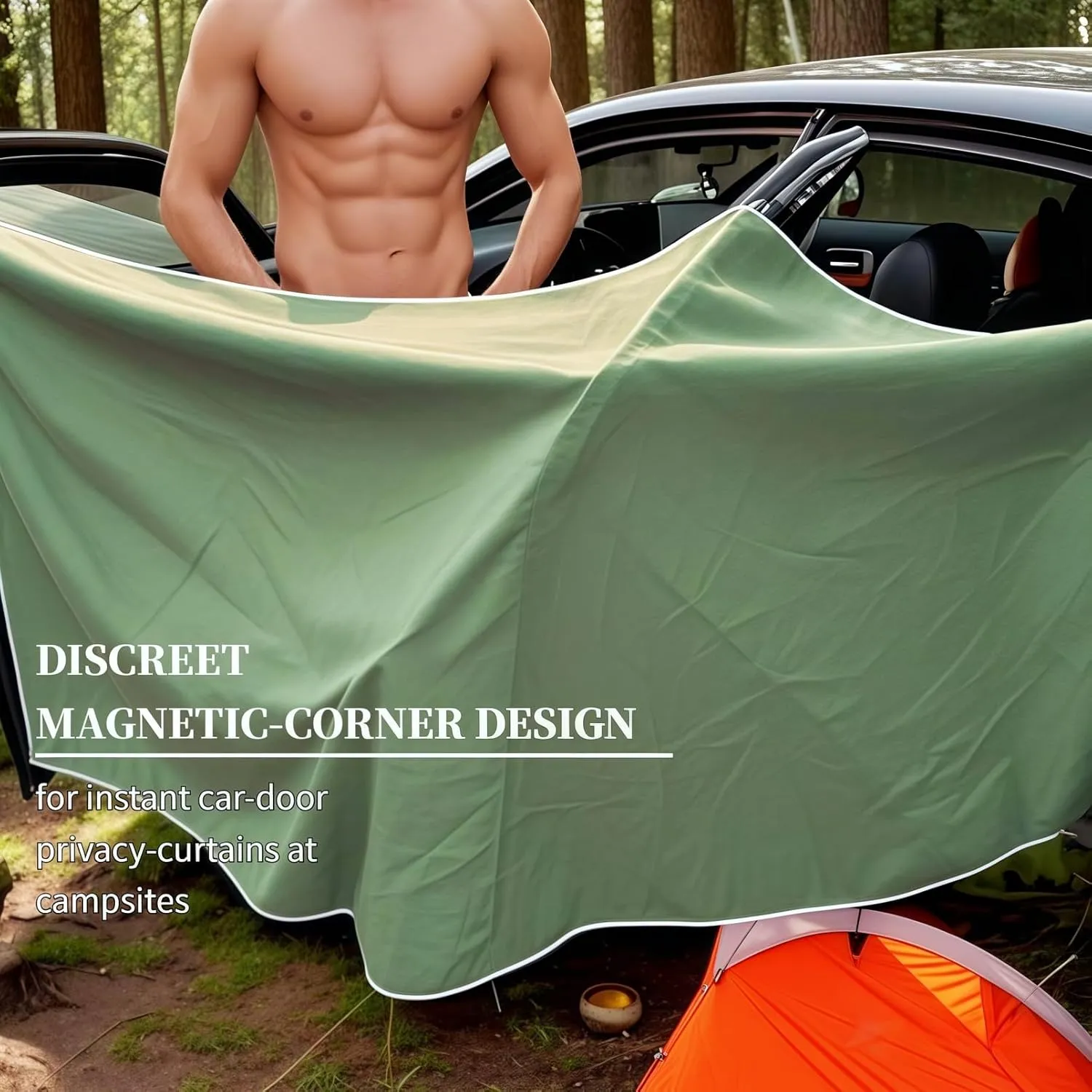 Magnetic Microfiber Towel, Quick Setup Secure Post-Workout Coverage, Super Absorbent, Fast Drying, Lightweight - Perfect for Gym, Beach, Hiking, Pool, Yoga, and More (Army Green, X Large)