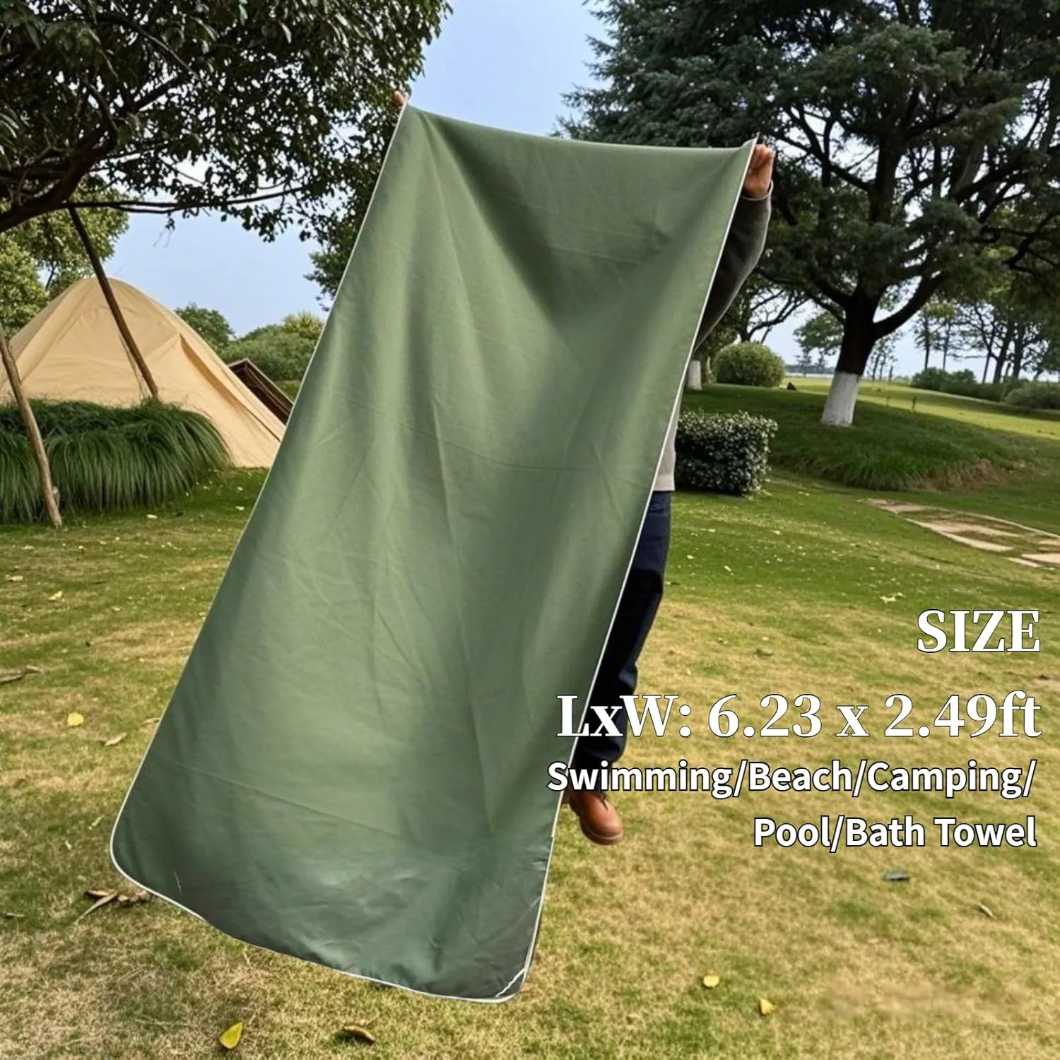 Magnetic Microfiber Towel, Quick Setup Secure Post-Workout Coverage, Super Absorbent, Fast Drying, Lightweight - Perfect for Gym, Beach, Hiking, Pool, Yoga, and More (Army Green, X Large)