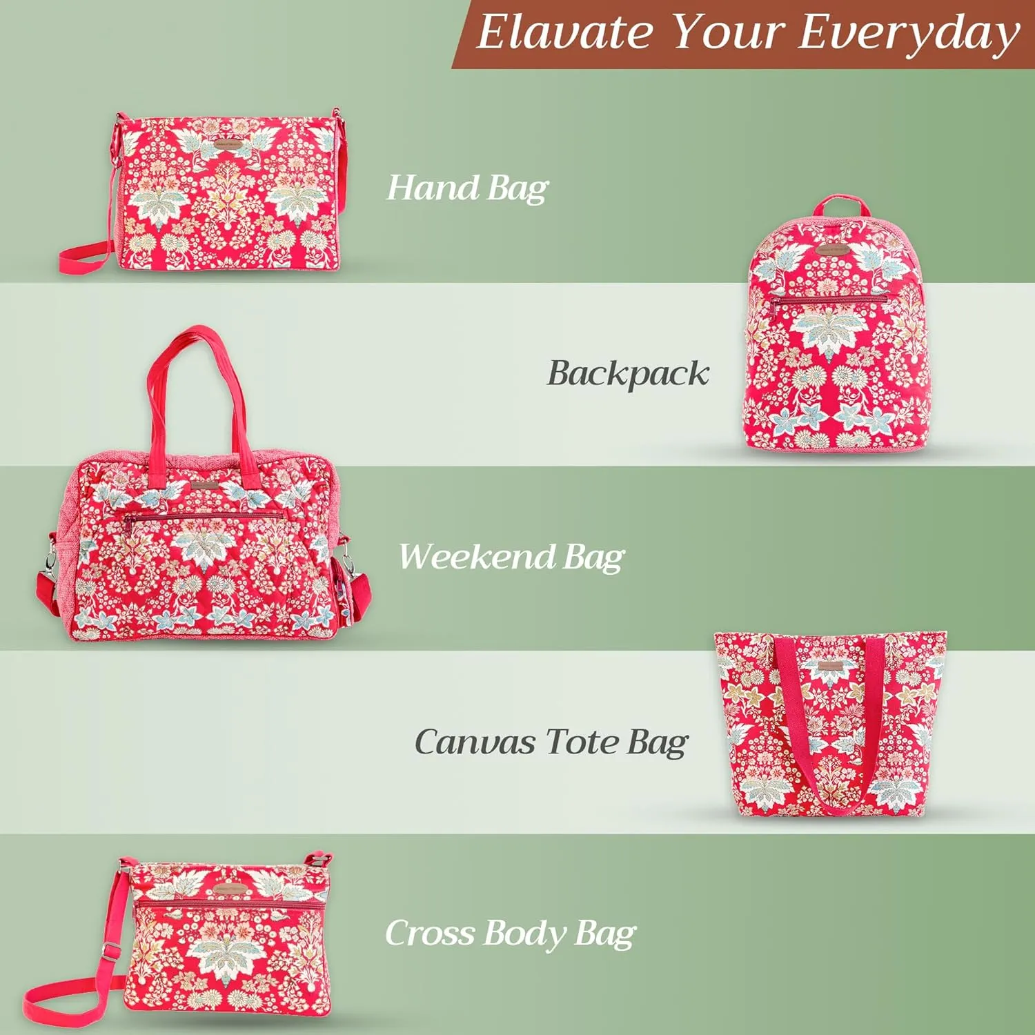 Maison d' Hermine Shopping Bag Cotton Quilted Tote Bag with Zipper Pockets & Small Pouch Grocery Bag for Work Travel Lunch