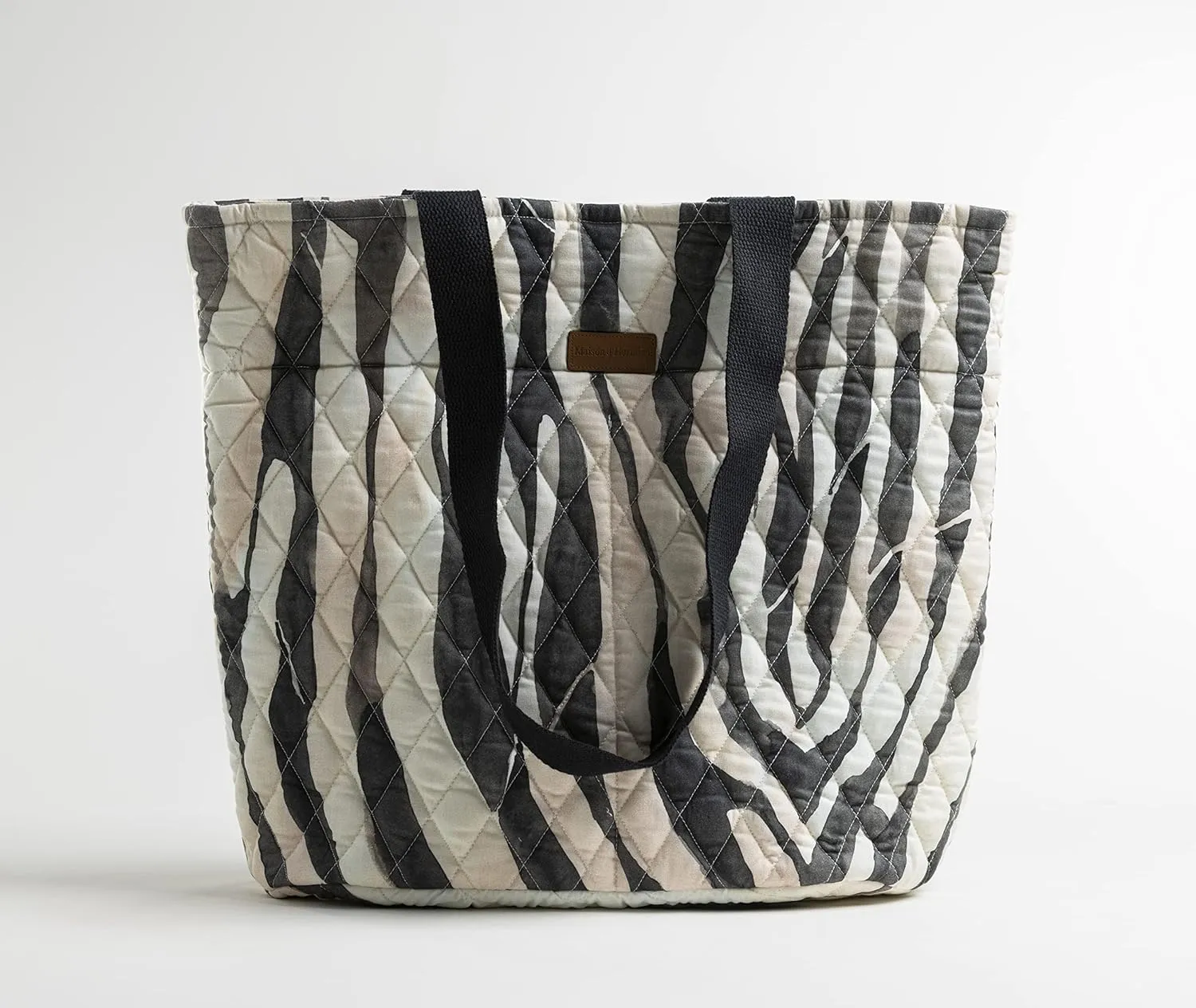 Maison d' Hermine Shopping Bag Cotton Quilted Tote Bag with Zipper Pockets & Small Pouch Grocery Bag for Work Travel Lunch