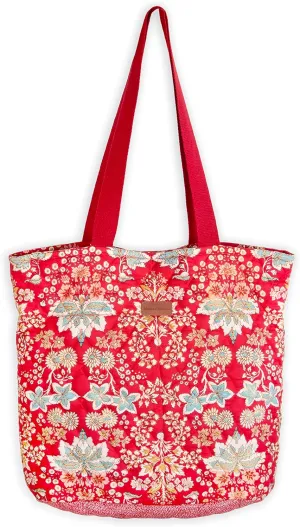 Maison d' Hermine Shopping Bag Cotton Quilted Tote Bag with Zipper Pockets & Small Pouch Grocery Bag for Work Travel Lunch