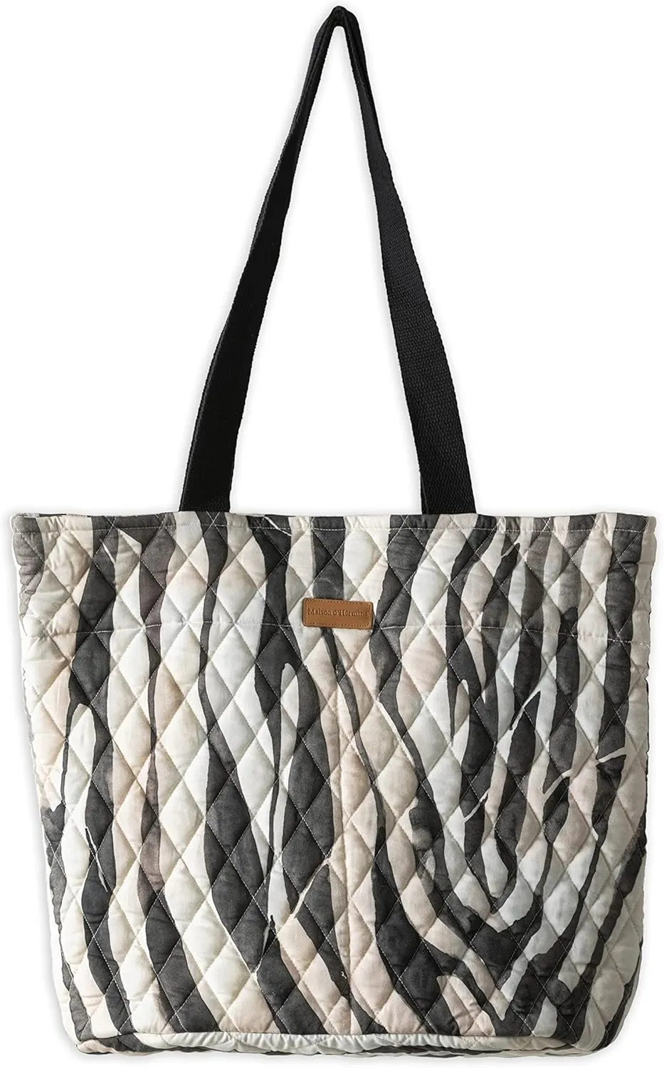 Maison d' Hermine Shopping Bag Cotton Quilted Tote Bag with Zipper Pockets & Small Pouch Grocery Bag for Work Travel Lunch
