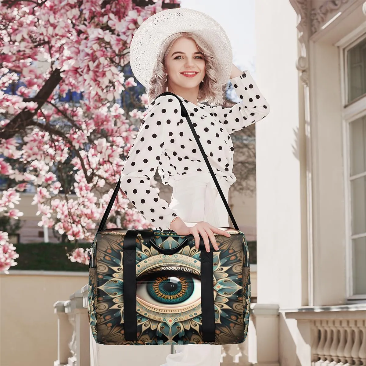 Mandala Realistic Eye Womens Travel Bags, Weekender Carry on for Women, Sports Gym Bag, Workout Duffel bag, Overnight Shoulder Bag