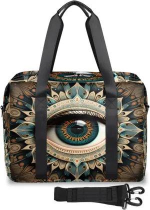 Mandala Realistic Eye Womens Travel Bags, Weekender Carry on for Women, Sports Gym Bag, Workout Duffel bag, Overnight Shoulder Bag