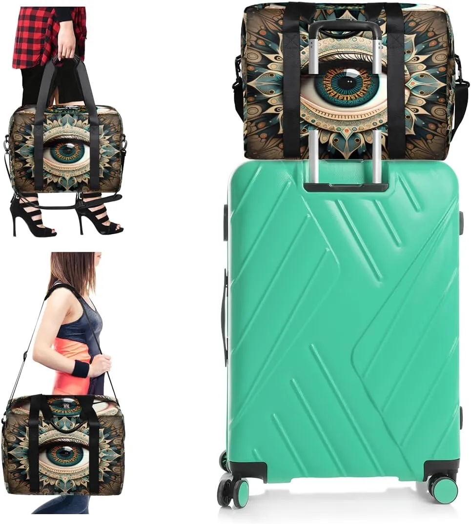 Mandala Realistic Eye Womens Travel Bags, Weekender Carry on for Women, Sports Gym Bag, Workout Duffel bag, Overnight Shoulder Bag