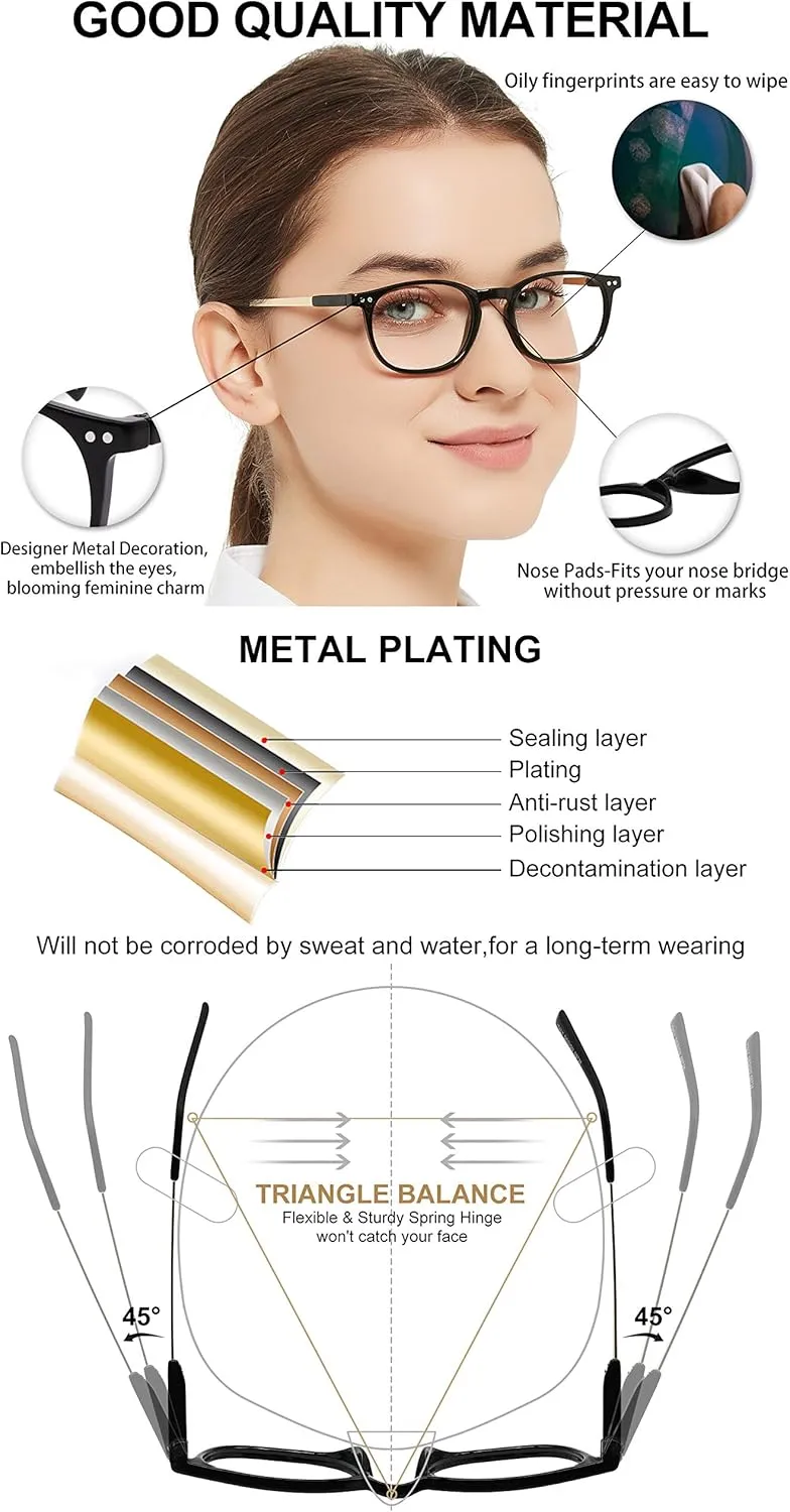 MARE AZZURO Round Blue blocking Glasses Women Trendy Black Computer Gaming Glasses