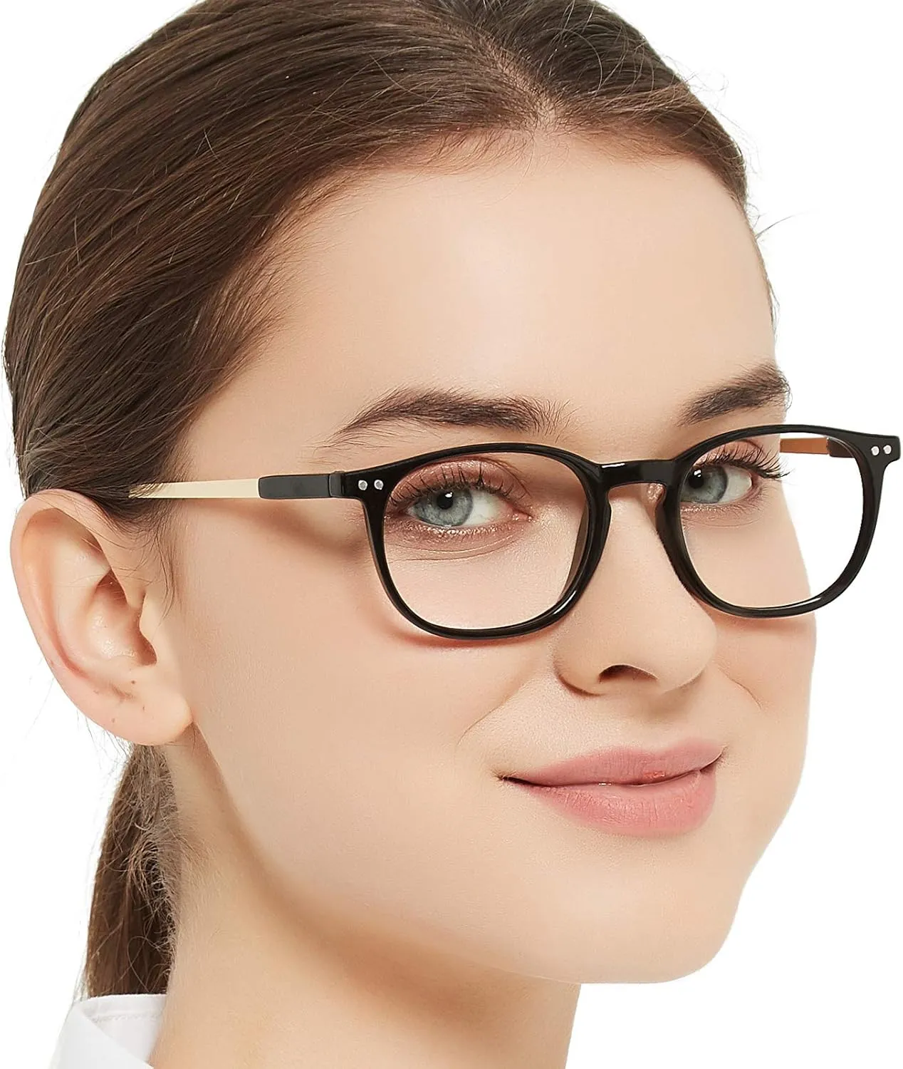 MARE AZZURO Round Blue blocking Glasses Women Trendy Black Computer Gaming Glasses