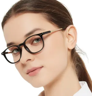 MARE AZZURO Round Blue blocking Glasses Women Trendy Black Computer Gaming Glasses