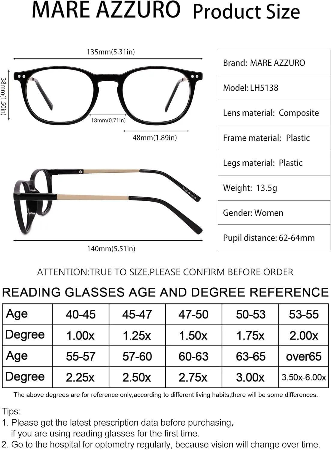 MARE AZZURO Round Blue blocking Glasses Women Trendy Black Computer Gaming Glasses