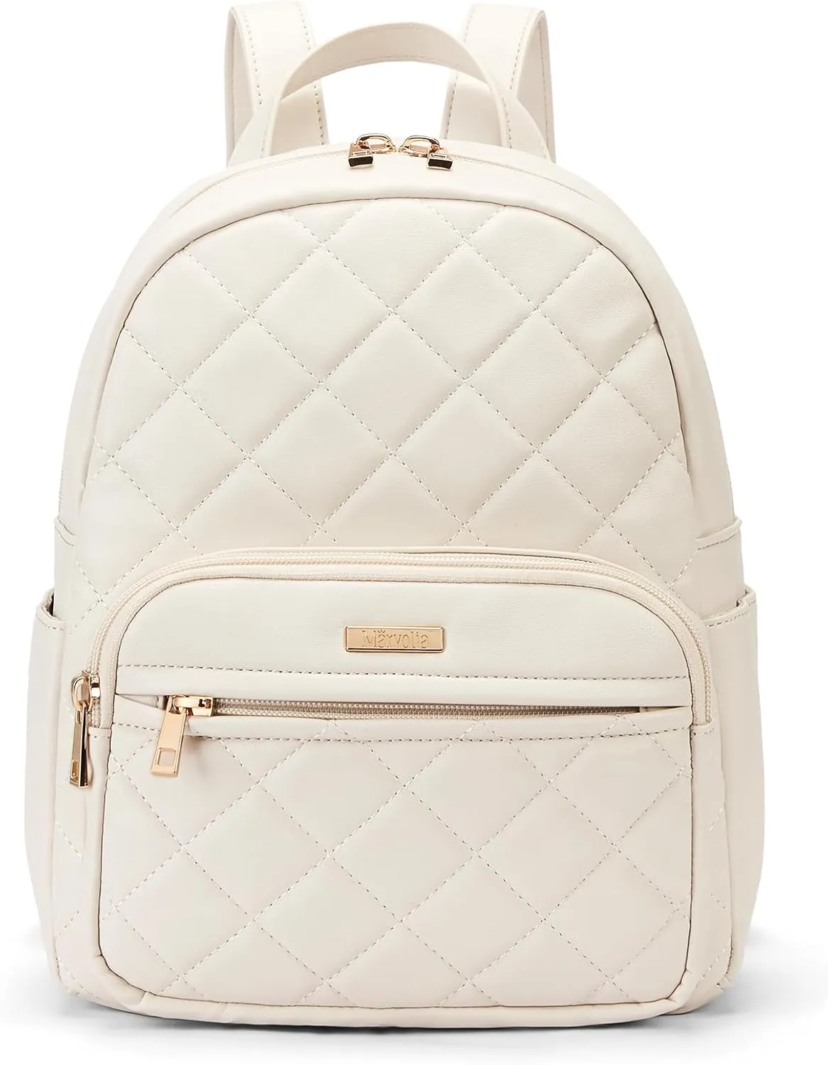 Marvolia Mini Backpack for Women - Vegan Leather Small Backpack Fashion Backpack Purse for Travel Work Shopping - White