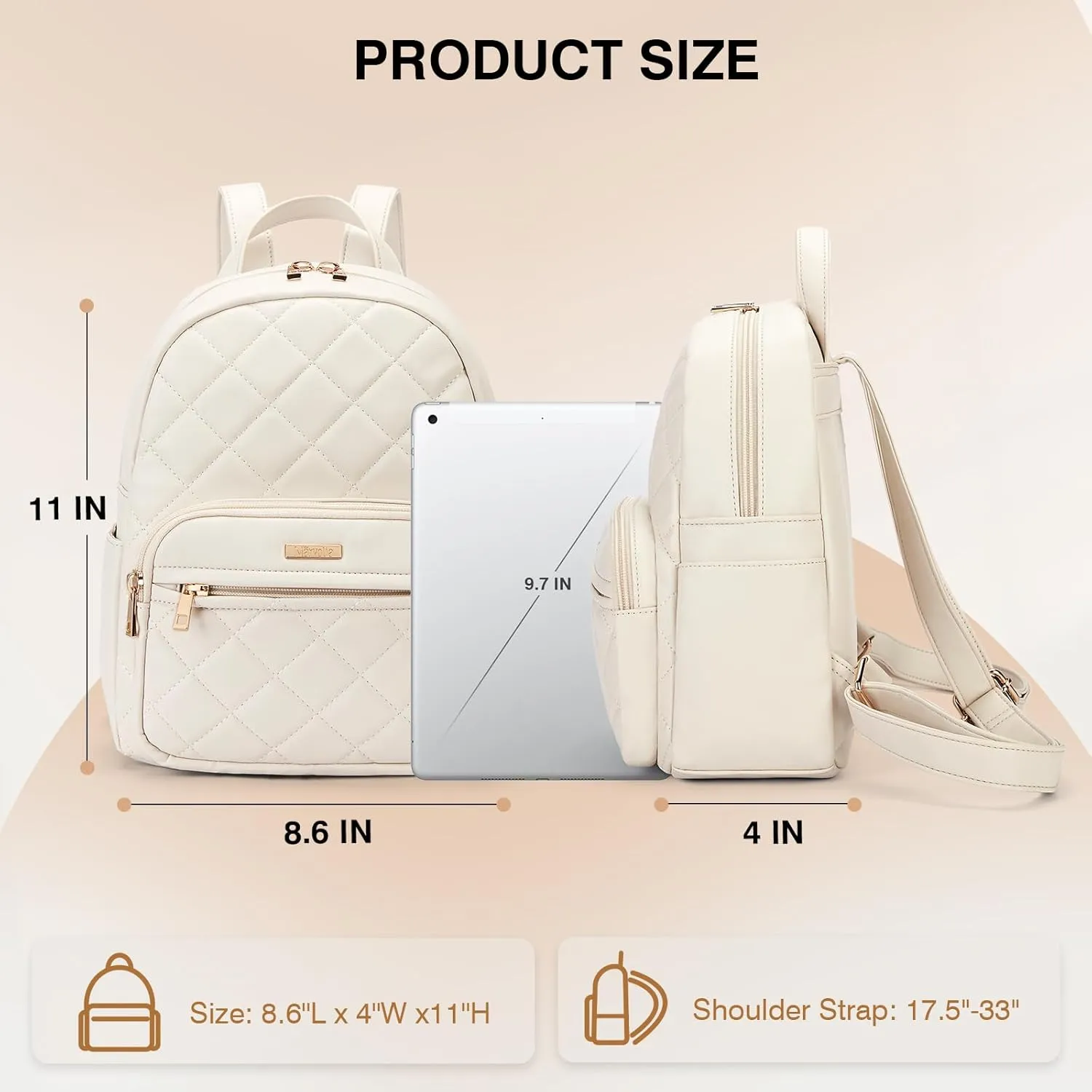 Marvolia Mini Backpack for Women - Vegan Leather Small Backpack Fashion Backpack Purse for Travel Work Shopping - White