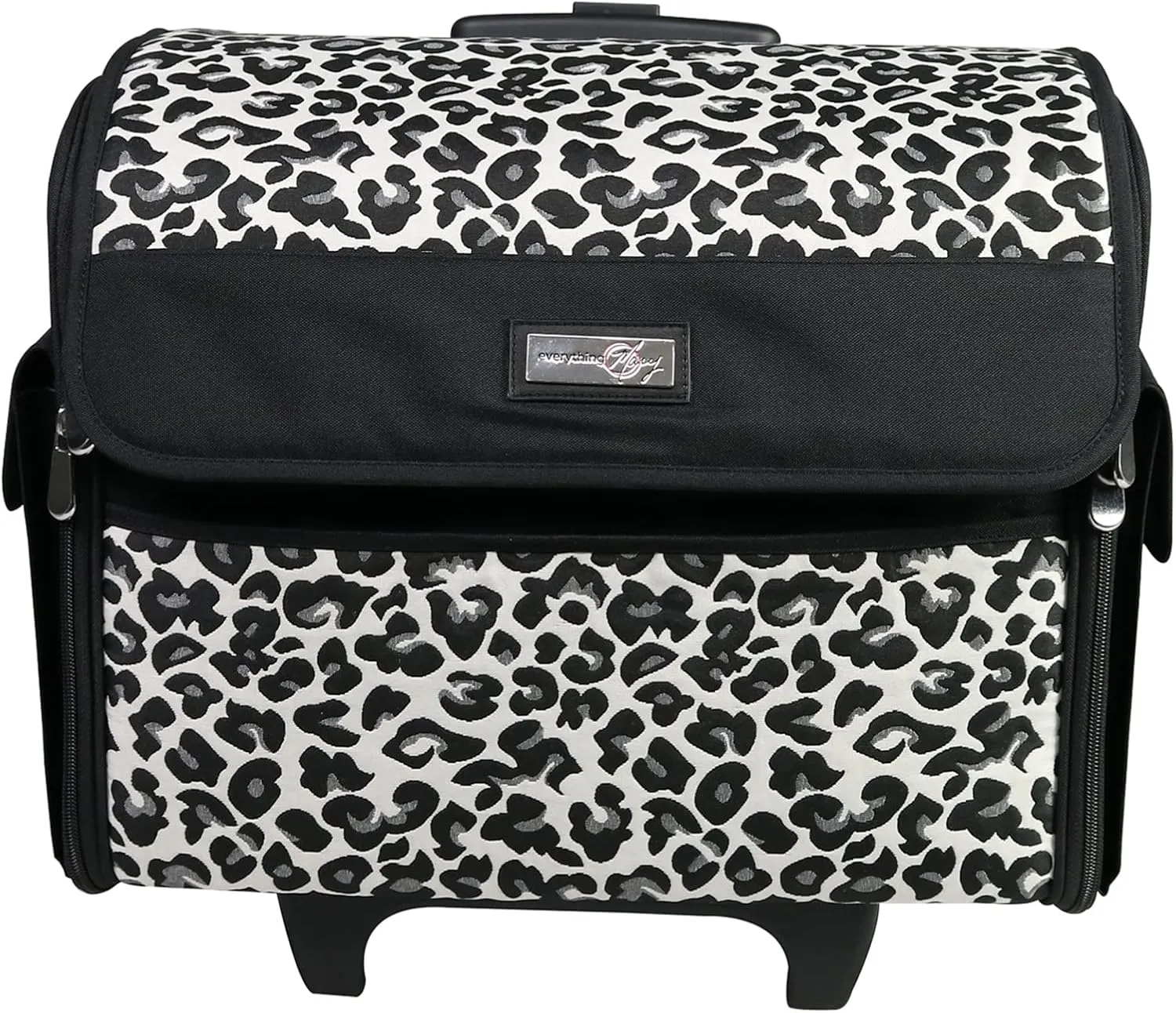 Mary Collapsible Cheetah Print Rolling Sewing Machine Tote - Fits Most Standard Brother & Singer Machines
