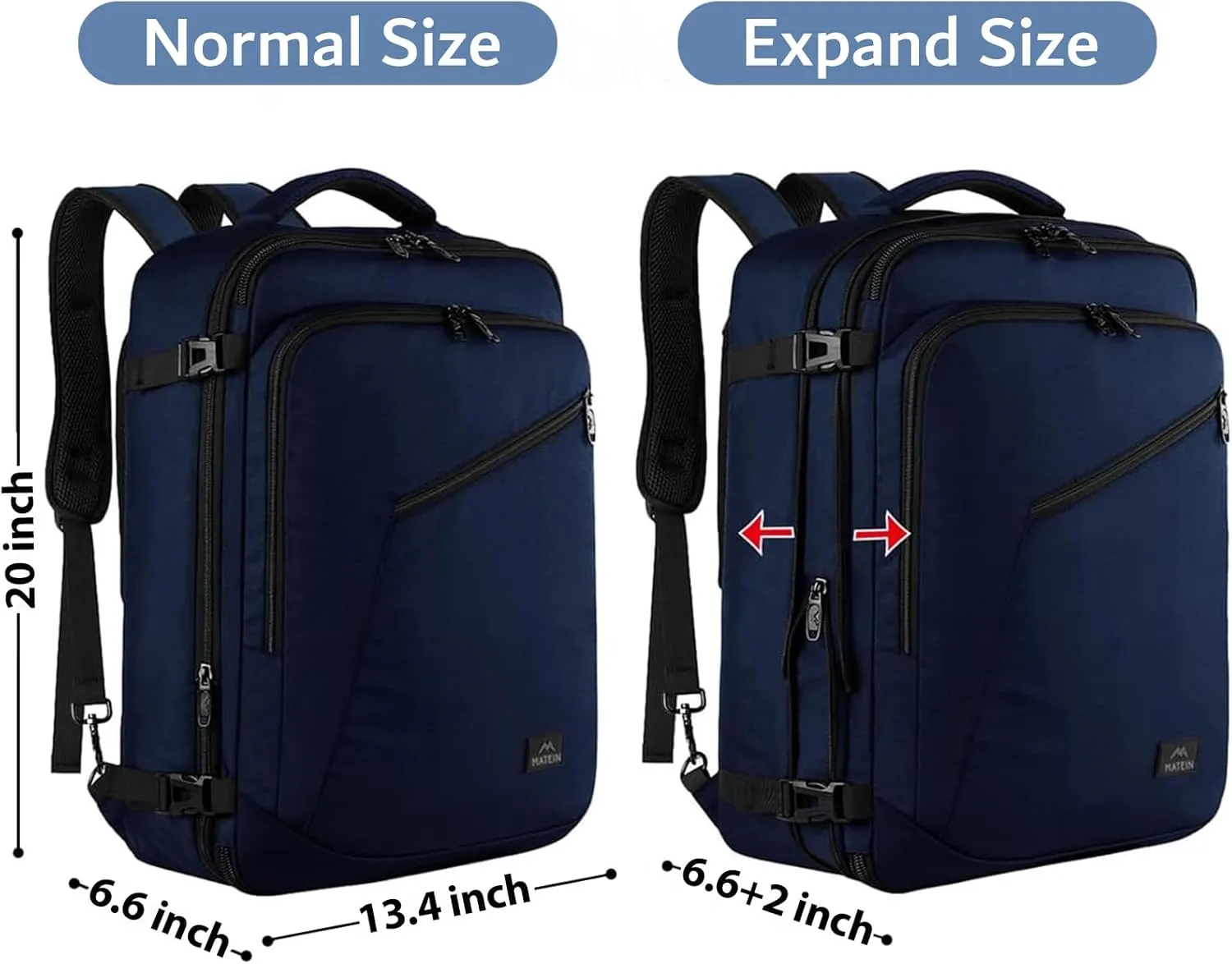 MATEIN Extra Large Mens Travel Backpack Carry on, Expandable Traveling Backpack for Men Airline Approved, Water Resistant Business Casual Daypack, Traveler Gift, Blue