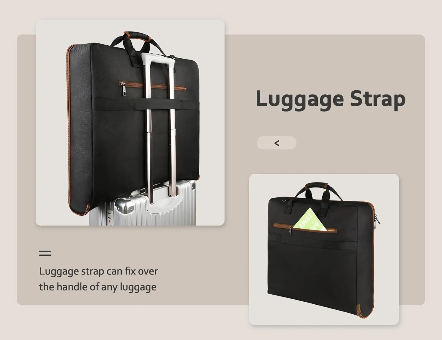 MATEIN Suit Carry On Garment Bag for Travel, Suit Bag with Detachable Adjustable Shoulder Strap, Waterproof Foldable Garment Luggage for Men Women, Large Compartment for Carrying Clothes, Black Stripe