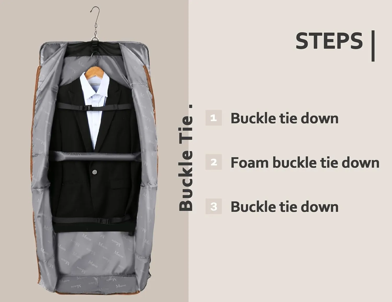 MATEIN Suit Carry On Garment Bag for Travel, Suit Bag with Detachable Adjustable Shoulder Strap, Waterproof Foldable Garment Luggage for Men Women, Large Compartment for Carrying Clothes, Black Stripe