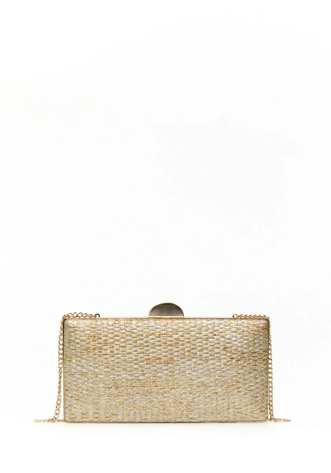 Matte Raffia Clutch - Gold