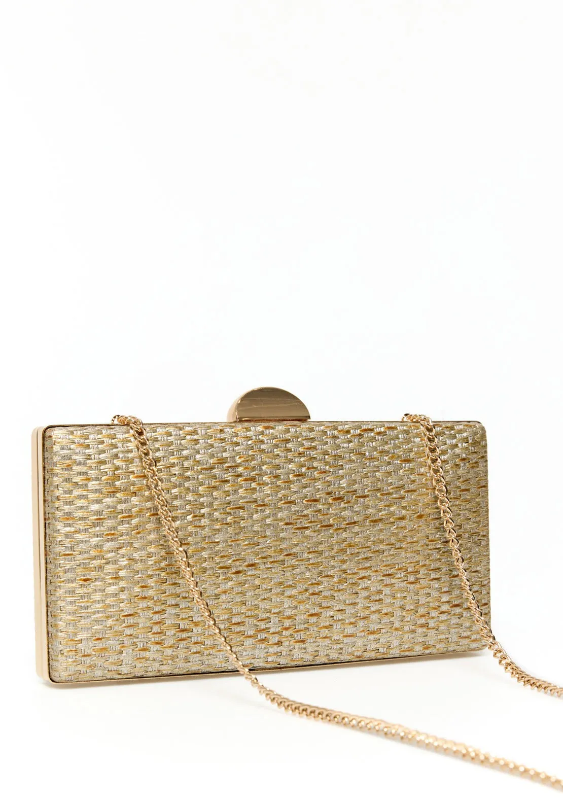 Matte Raffia Clutch - Gold