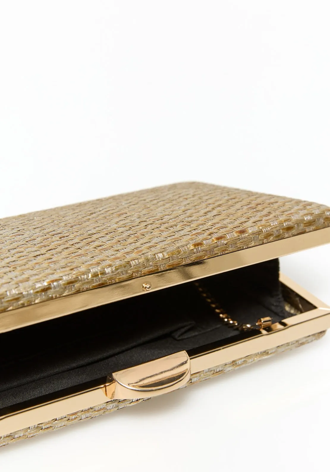 Matte Raffia Clutch - Gold