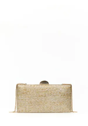 Matte Raffia Clutch - Gold