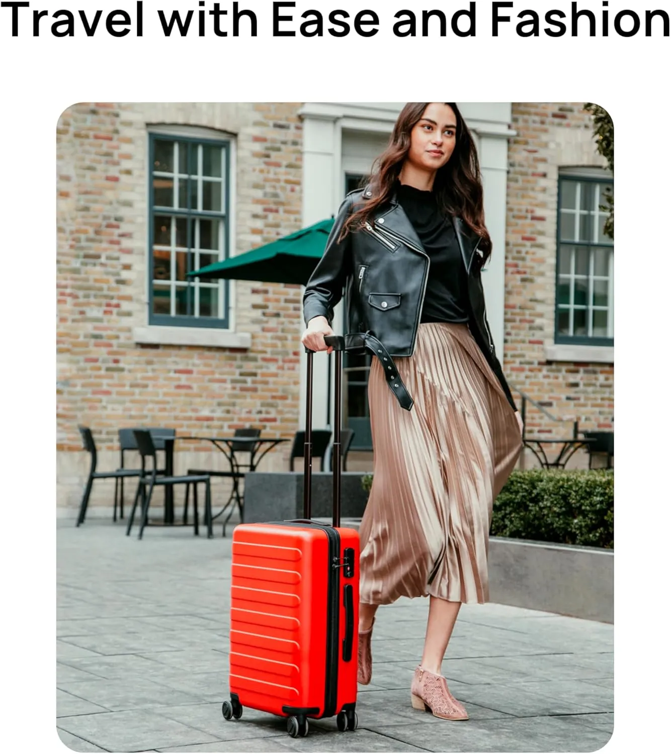 Medium Checked Luggage 24 Inch, Checking In Luggage with Smooth Spinner Wheels, Lightweight, Hard Shell PC Suitcase, Lightweight Travel Luggage, TSA Approved (Raspberry, Rhine Basic)