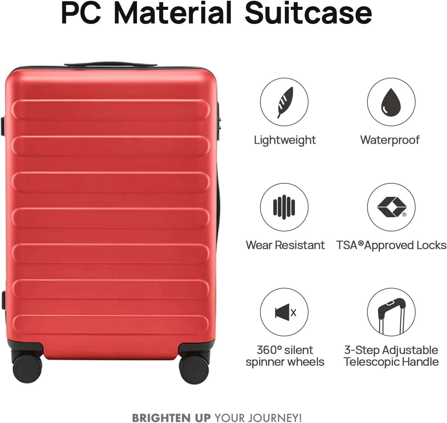 Medium Checked Luggage 24 Inch, Checking In Luggage with Smooth Spinner Wheels, Lightweight, Hard Shell PC Suitcase, Lightweight Travel Luggage, TSA Approved (Raspberry, Rhine Basic)