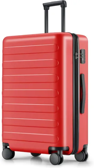 Medium Checked Luggage 24 Inch, Checking In Luggage with Smooth Spinner Wheels, Lightweight, Hard Shell PC Suitcase, Lightweight Travel Luggage, TSA Approved (Raspberry, Rhine Basic)