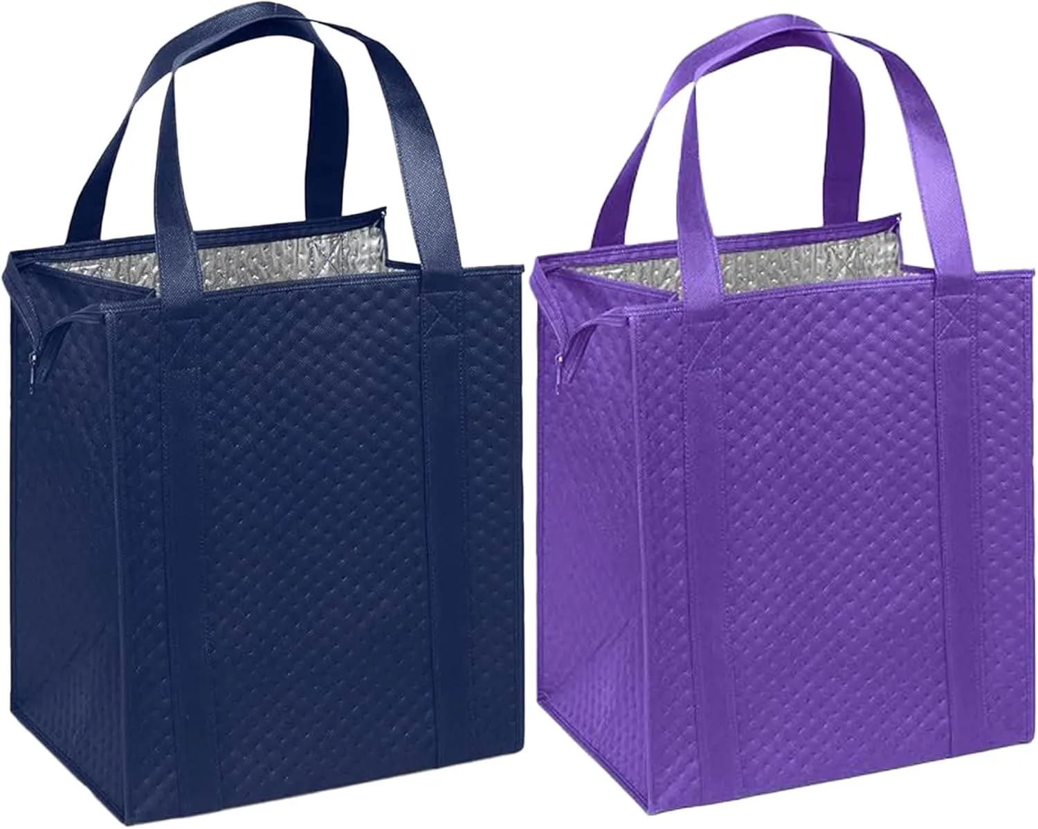 Mediz Hannah Direct Large Capacity Heavy Duty Insulated Smart Shopping Bag - Strong Reusable Grocery Tote 2 Pack