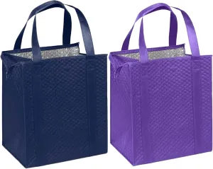 Mediz Hannah Direct Large Capacity Heavy Duty Insulated Smart Shopping Bag - Strong Reusable Grocery Tote 2 Pack