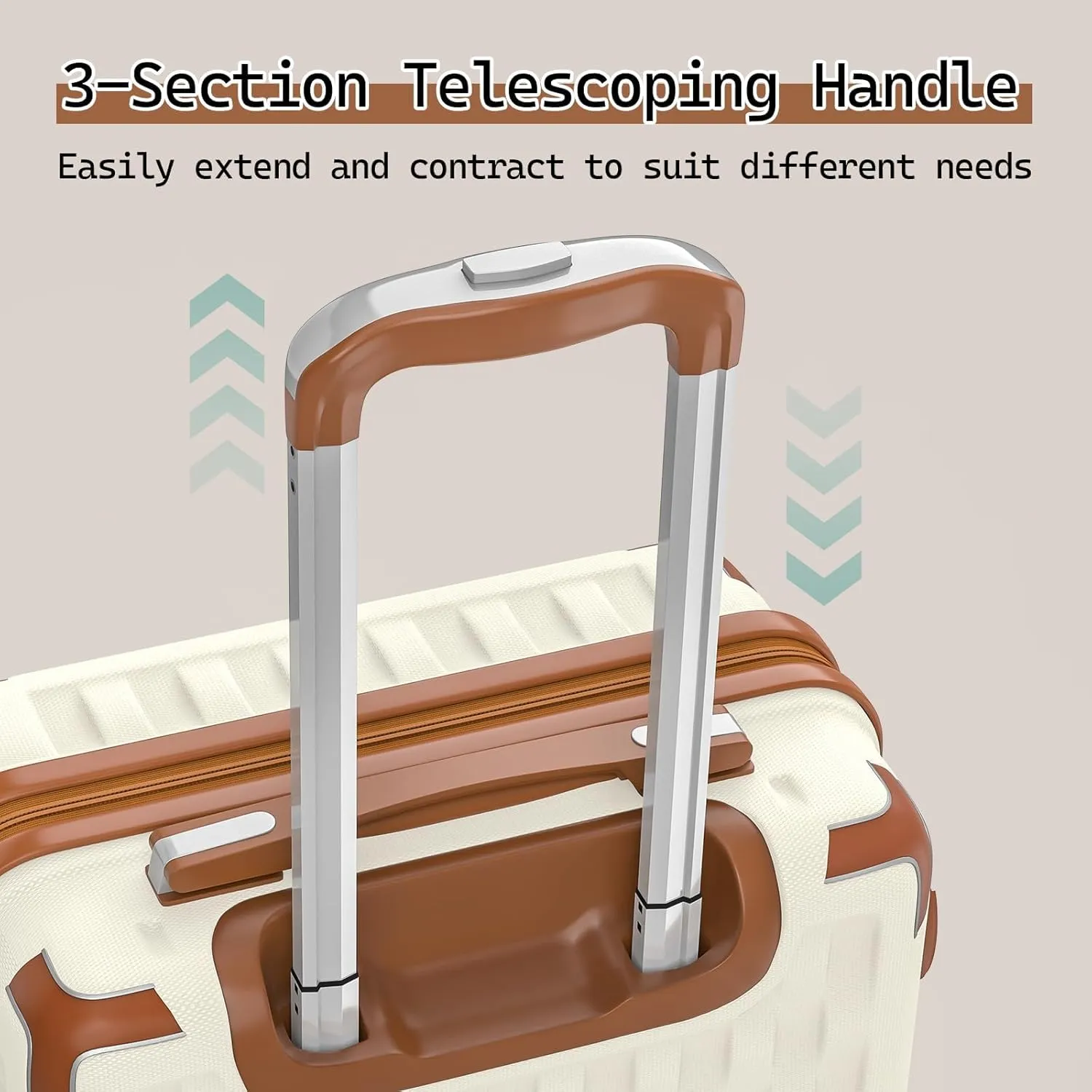 Melalenia Luggage Sets 3 Piece, Hard Shell Carry on Suitcase with Spinner Wheels and TSA Lock, Travel Lightweight Luggage Set for Women, Beige Brown