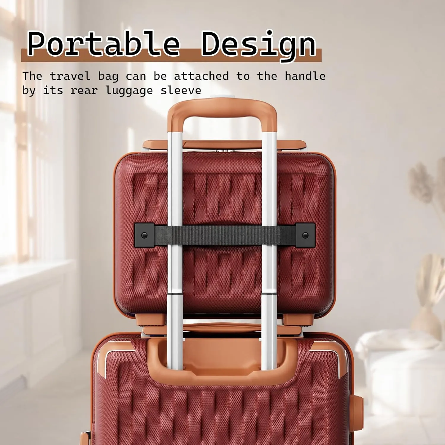 Melalenia Luggage Sets 3 Piece, Hard Shell Carry on Suitcase with Spinner Wheels and TSA Lock, Travel Lightweight Luggage Set for Women, Red Brown
