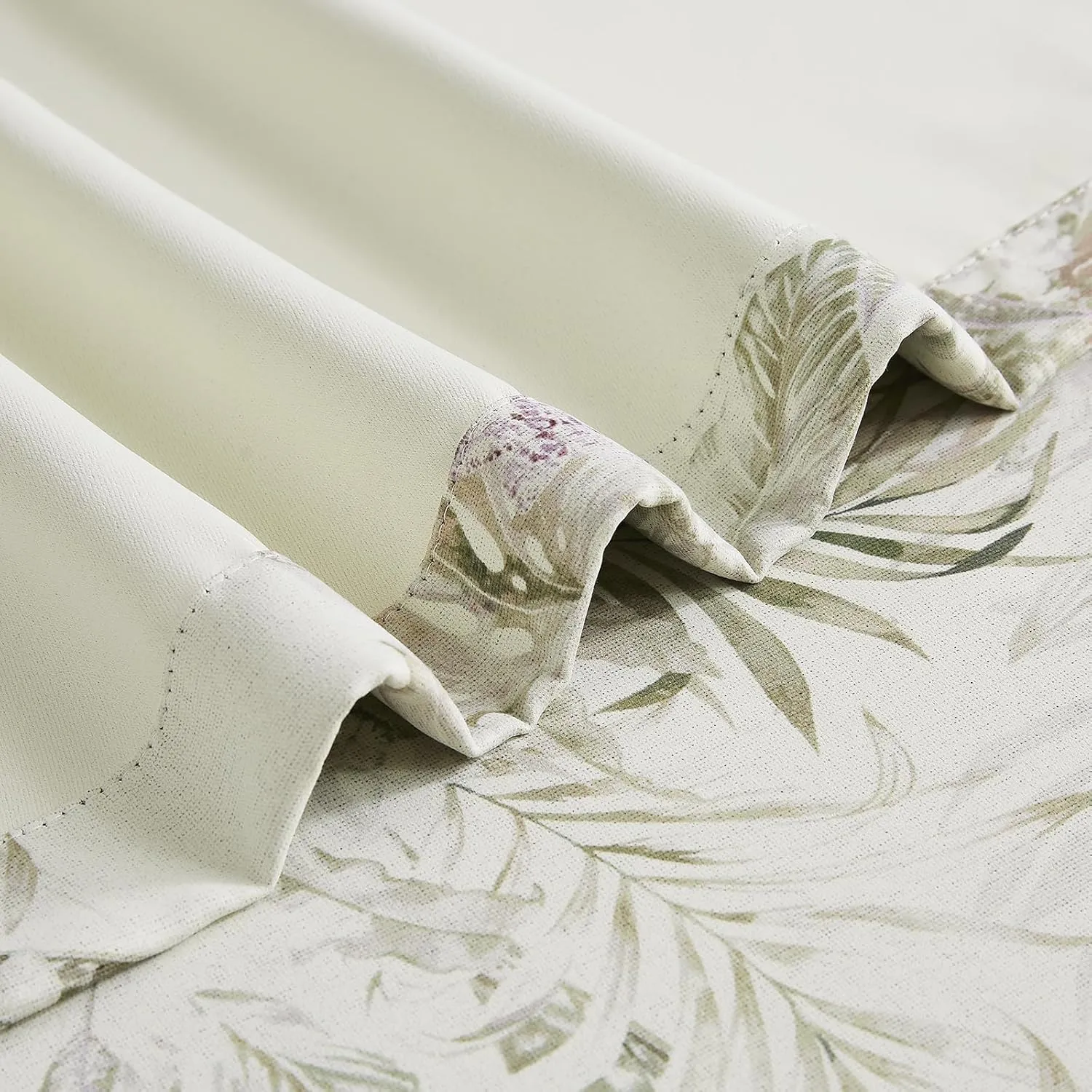 Melodieux Blackout Floral Cotton Curtains 84 Inches Long for Bedroom, Vintage Farmhouse Country Botanical Grommet Drapes Thermal Insulated Living Room Curtains, 52 by 84 in, Beige, 2 Panels