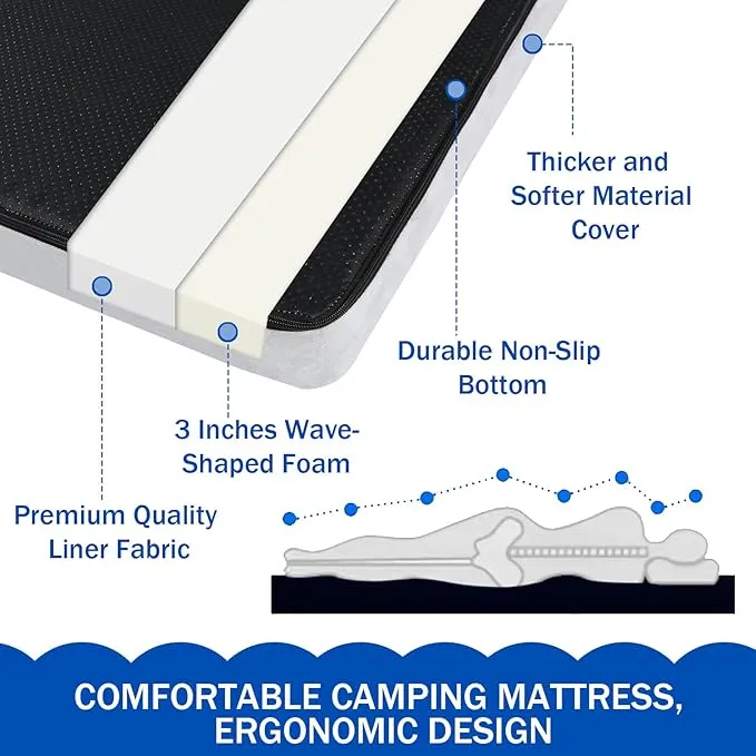 MeMoreCool Roll Up Mattress Foam Camping Mattress Pad, Portable Guest Mattress Floor Sleeping Mat, Cot Mattress Pad 3 Inch Thick Bed Roll for Adults, Rollable Mattress with Travel Bag