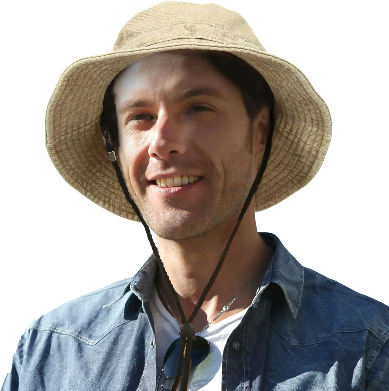 Men's Bucket Hat Camo Outdoor Sun Protection, Breathable Quick-Dry Fishing Gardening Hiking Hat ​,UPF50  Cotton Wide Brim​