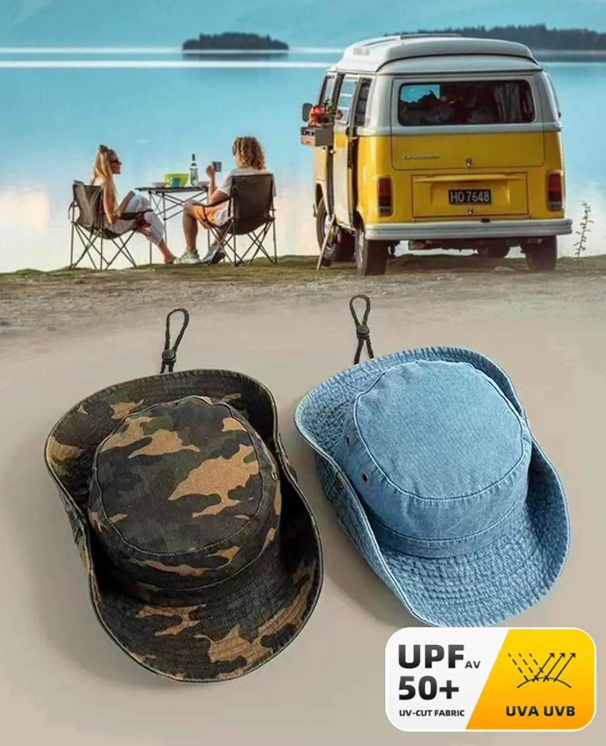 Men's Bucket Hat Camo Outdoor Sun Protection, Breathable Quick-Dry Fishing Gardening Hiking Hat ​,UPF50  Cotton Wide Brim​