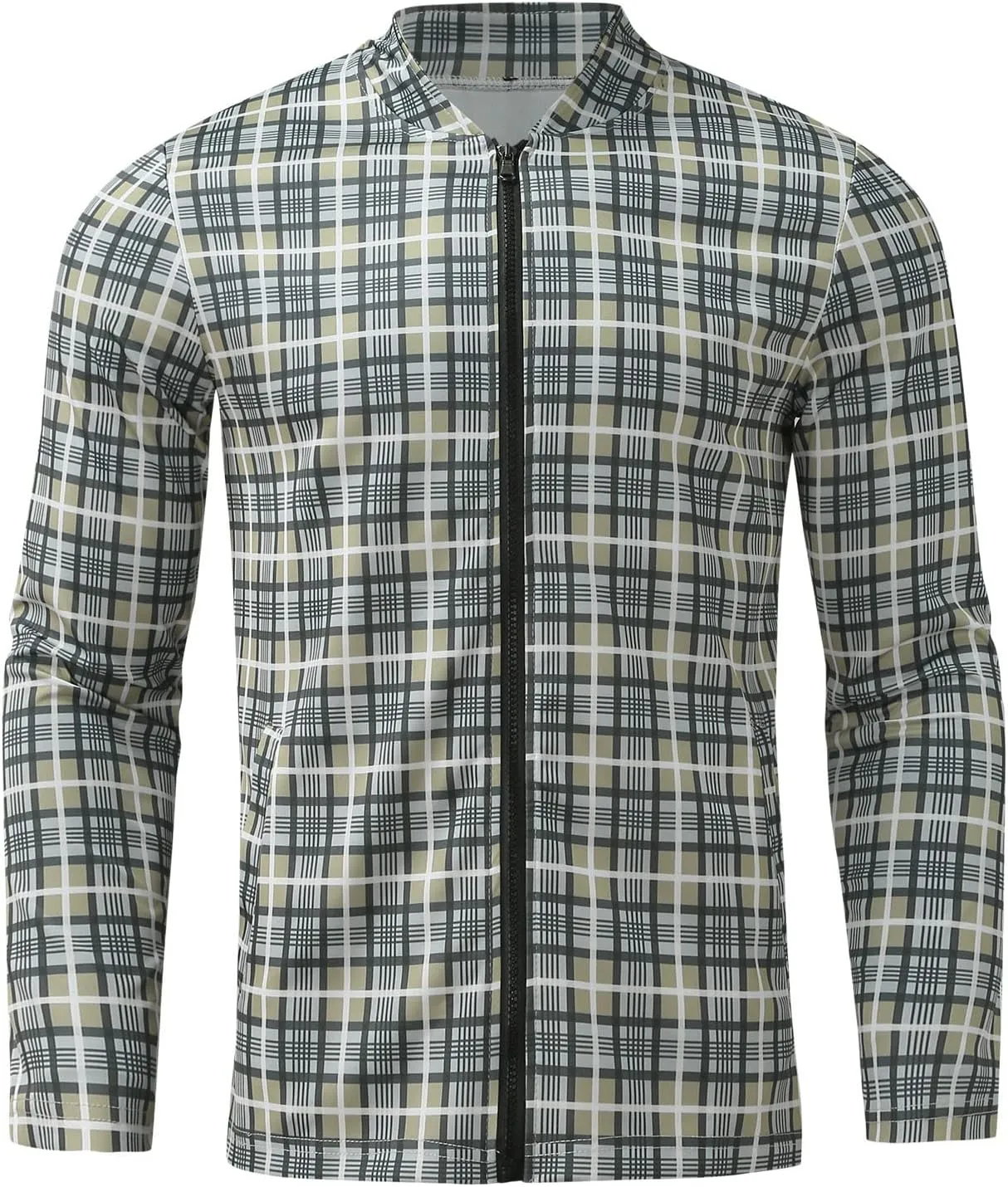 Men's Cotton Plaid Shirts Jacket Fleece Lightweight Breathable Long Sleeve Lapel Formal Shirt Plaid Flannel Shirts