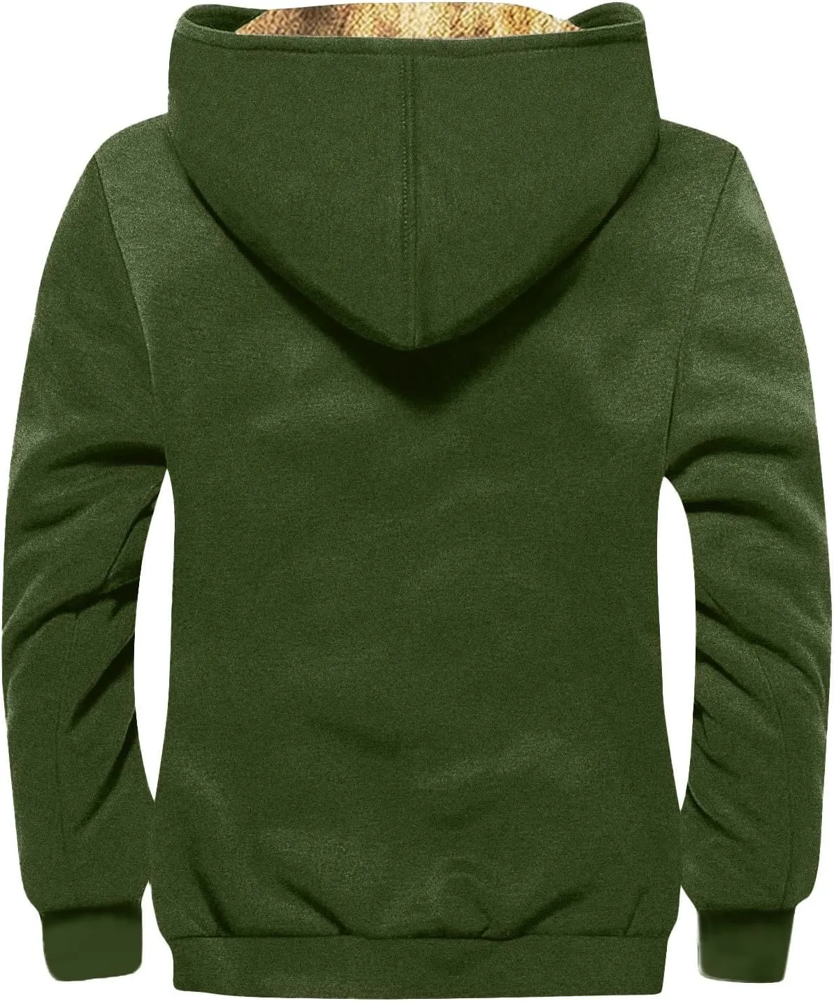 Mens Fuzzy Sherpa Jacket Long Sleeve Fleece Zip Up Coat Faux Fur Over Outerwear Windproof Casual Hoodies Plus Size