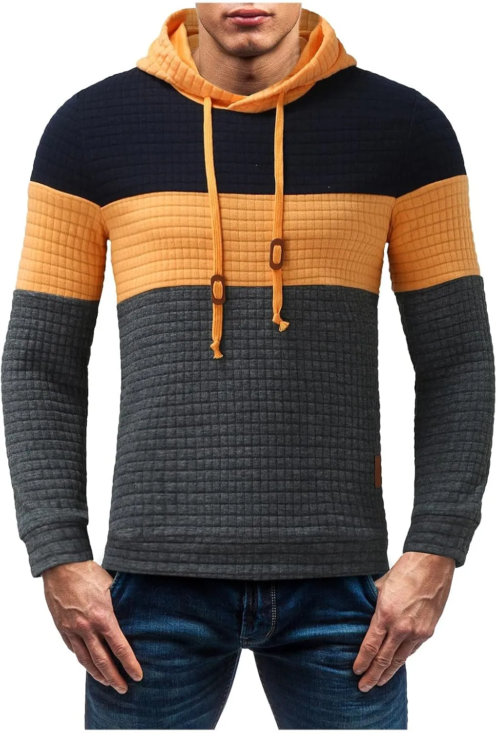 Mens Hoodies Pullover Fashion Loose Plus Size Hooded Pullover Sweater Full Zip Long Sleeve Sweatshirt Full Zip Long