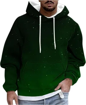 Mens Hoodies Pullover Graphic Ombre Oversized 2024 Fall Pullover Hoodies for Men Casual Bassic Streetwear Sweatshirts