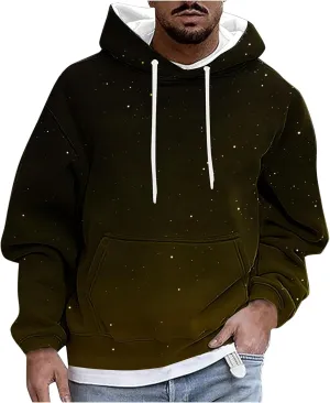 Mens Hoodies Pullover Graphic Ombre Oversized 2024 Fall Pullover Hoodies for Men Casual Bassic Streetwear Sweatshirts