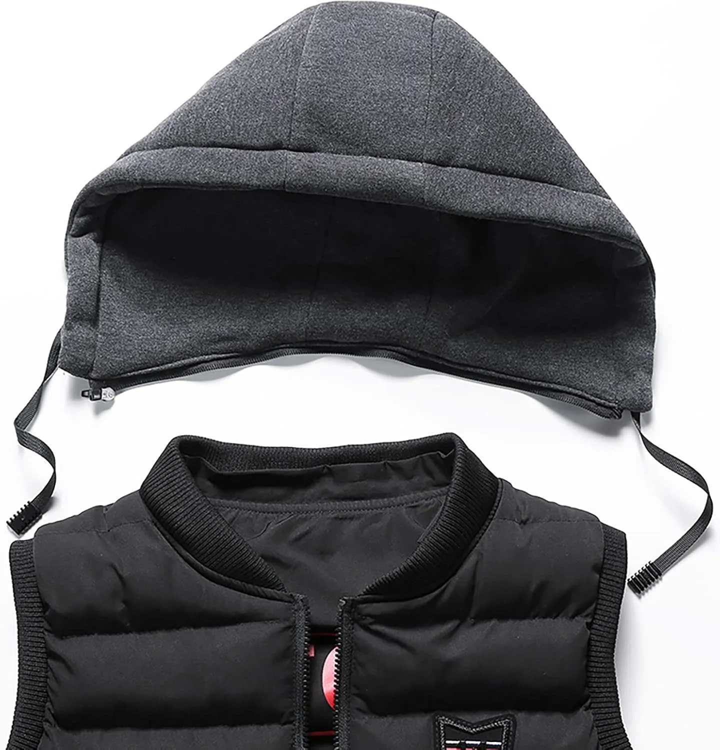 Men's Quilted Winter Vest,Plus Size Hooded Vest Outwear Slim Lightweight Warm Zipper Sleeveless Jacket Coats Pocket