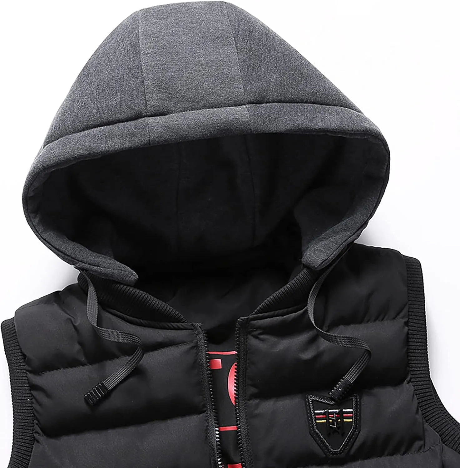 Men's Quilted Winter Vest,Plus Size Hooded Vest Outwear Slim Lightweight Warm Zipper Sleeveless Jacket Coats Pocket