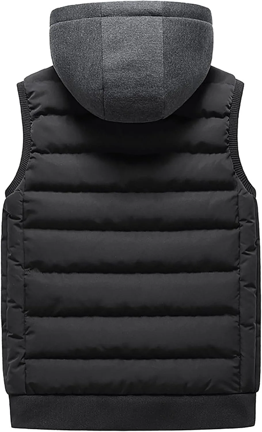 Men's Quilted Winter Vest,Plus Size Hooded Vest Outwear Slim Lightweight Warm Zipper Sleeveless Jacket Coats Pocket