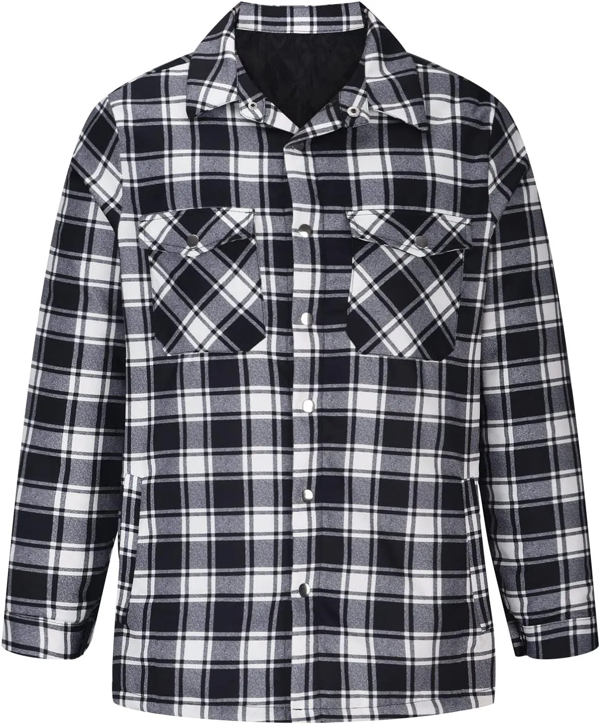 Mens Sherpa Lined Shacket Regular Fit Long Sleeve Plaid Shacket Coat Casual Long Sleeve Buttons Shirts Jackets