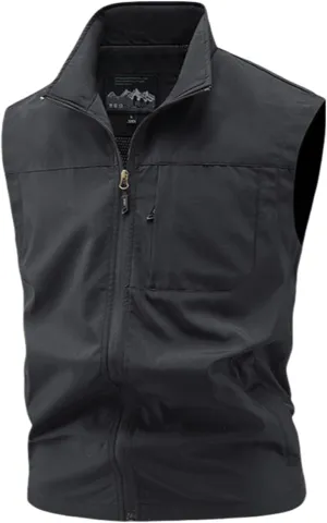 Men's Sleeveless Safari Travel Cargo Vest with Pockets Casual Utility Outdoors Travel Sports Work Fishing Vest