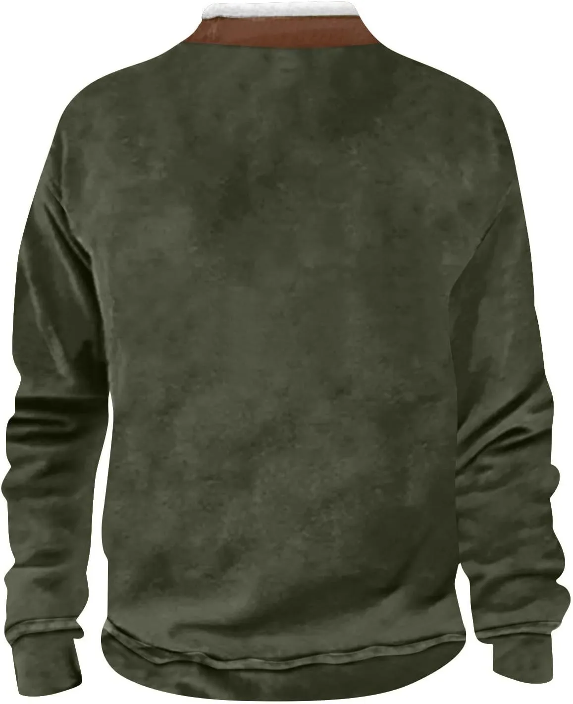 Men's Vintage Western Cowboy Zipper Sweatshirt Winter Warm Pullover 1/4 Zip Stand Collar Fit Casual Tactical Jacket
