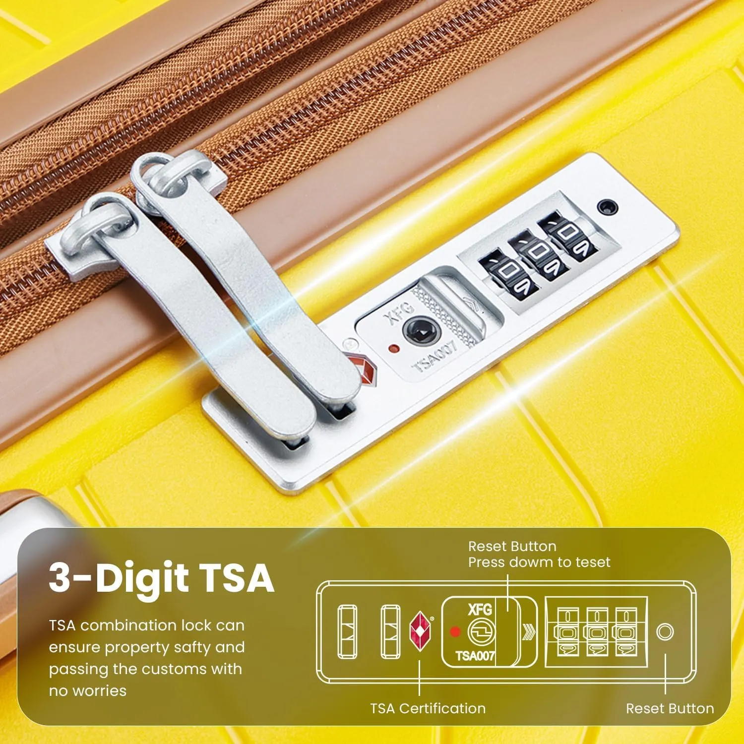 Merax Luggage Set of 4, Expandable Lightweight Suitcase with 4 Double 360 Degrees Mute Spinner Wheels and TSA Lock, PP Materials, 14”20”24”28”, Yellow